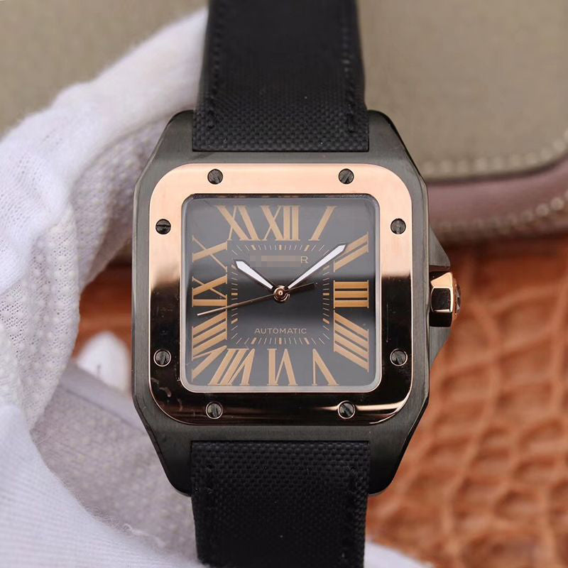 SANTOS 100TH ANNIVERSARY W2020009 RB FACTORY 18K ROSE GOLD BLACK DIAL