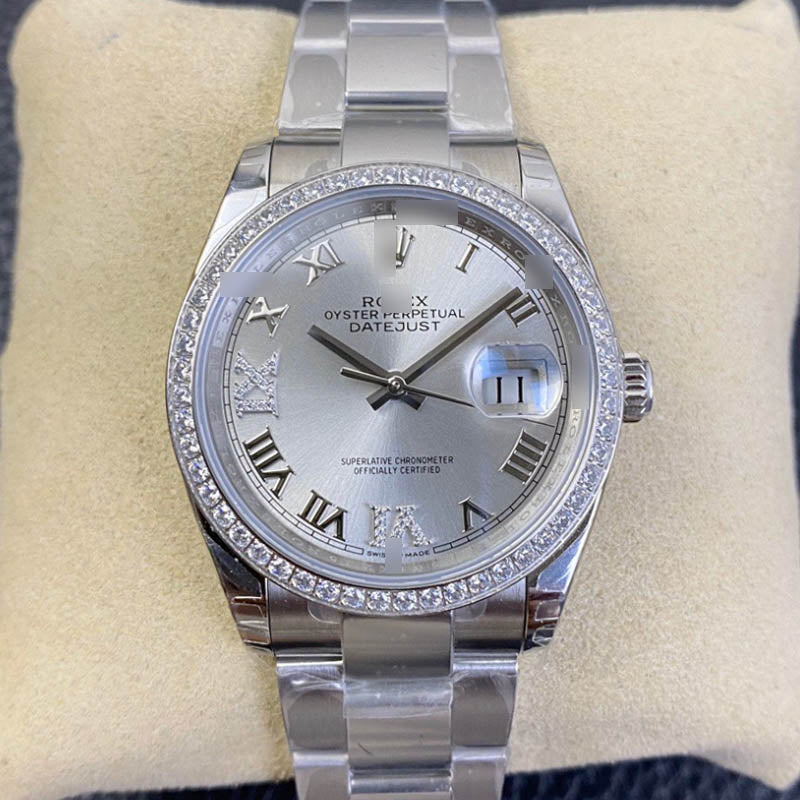 Datejust 36 m126284rbr-0021  1:1 Super Clone, 36 mm, Diamonds Silver Dial