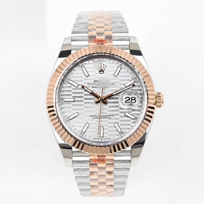 Datejust 41 m126231-0033 1:1 Super Clone, 41 mm, Silver Fluted Motif Index Dial