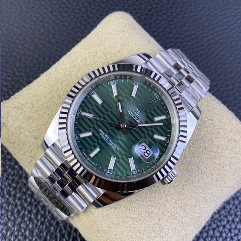 Datejust 41 m126334-0030 1:1 Super Clone, 41 mm, Green Fluted Motif Index Dial