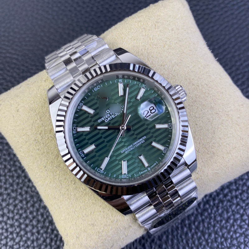 Datejust 41 m126334-0030 1:1 Super Clone, 41 mm, Green Fluted Motif Index Dial