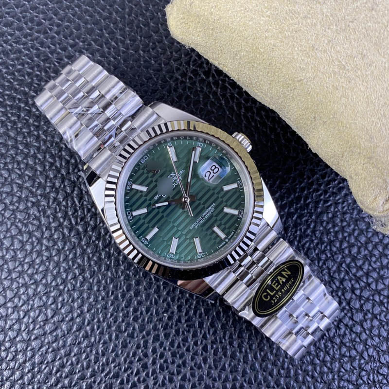 Datejust 41 m126334-0030 1:1 Super Clone, 41 mm, Green Fluted Motif Index Dial