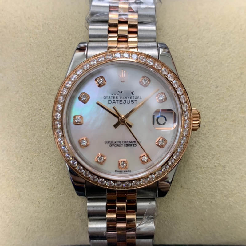 Lady-Datejust m279381rbr-0013 1:1 Super Clone, 28 mm, White mother-of-pearl set with diamonds dial Dial