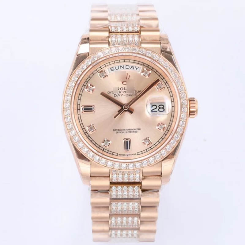 Day-Date m128345RBR 1:1 Super Clone, 36 mm, Everose gold and diamonds