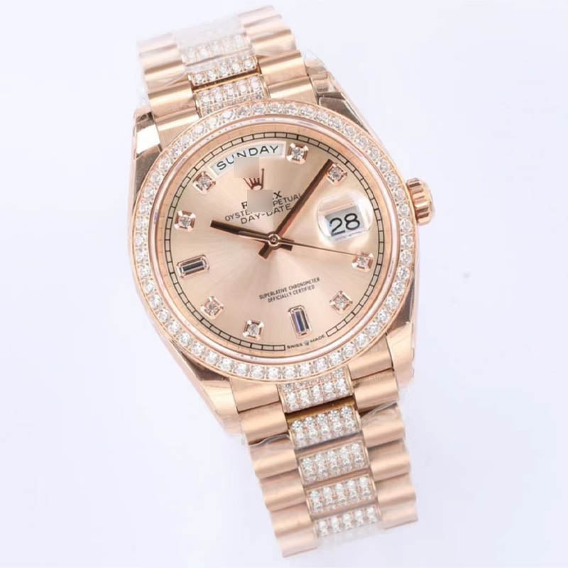 Day-Date m128345RBR 1:1 Super Clone, 36 mm, Everose gold and diamonds