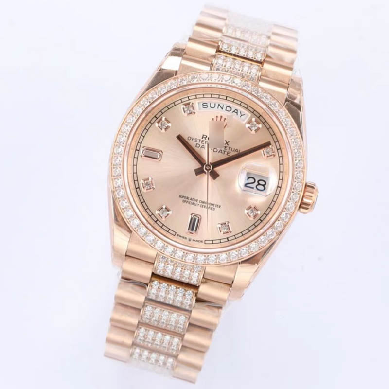 Day-Date m128345RBR 1:1 Super Clone, 36 mm, Everose gold and diamonds