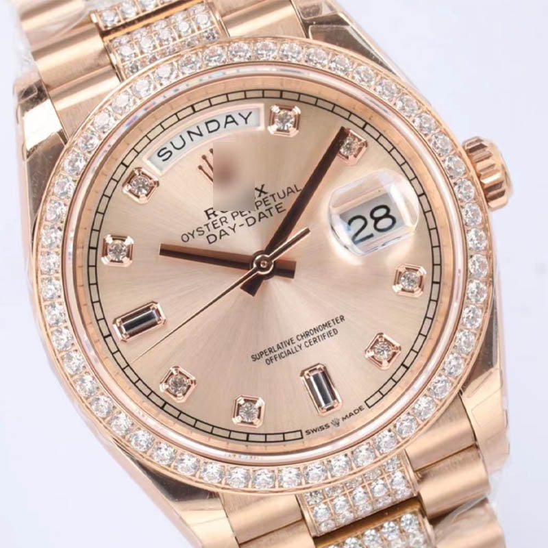 Day-Date m128345RBR 1:1 Super Clone, 36 mm, Everose gold and diamonds