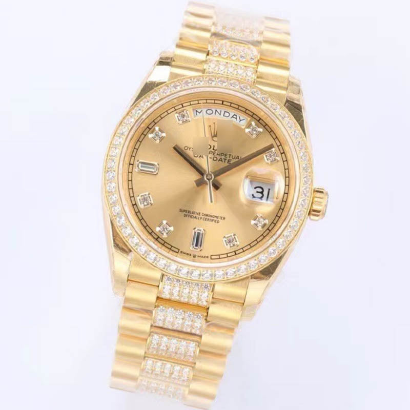 Day-Date m128348rbr-0010 1:1 Super Clone, 36 mm, gold and diamonds