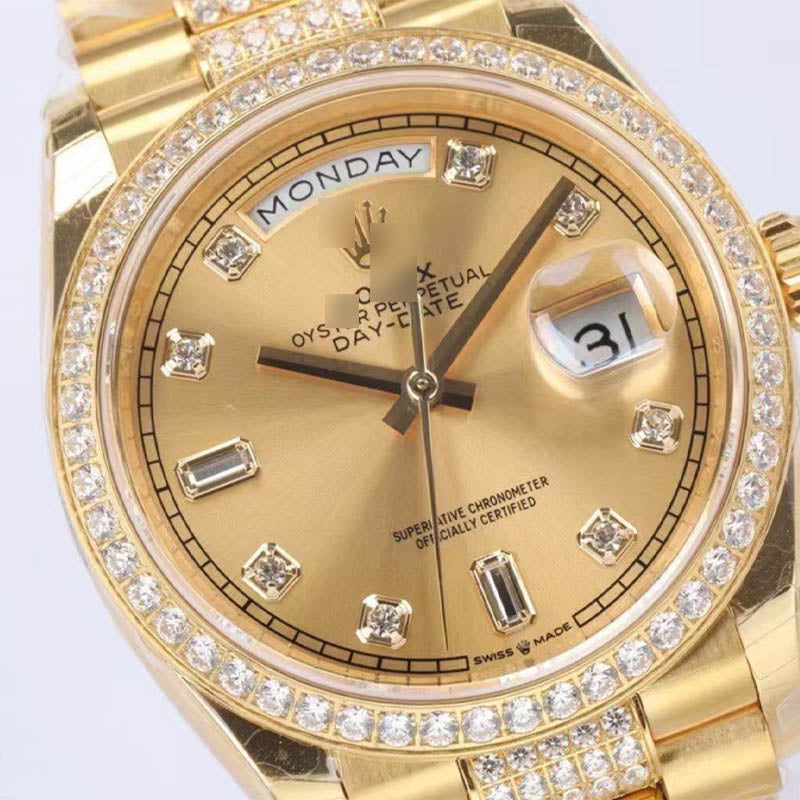 Day-Date m128348rbr-0010 1:1 Super Clone, 36 mm, gold and diamonds