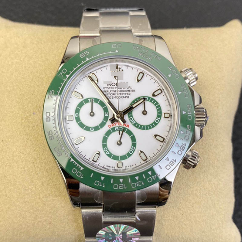 Daytona m116500lv 1:1 Super Clone, 40 mm, White Dial Green Bezel