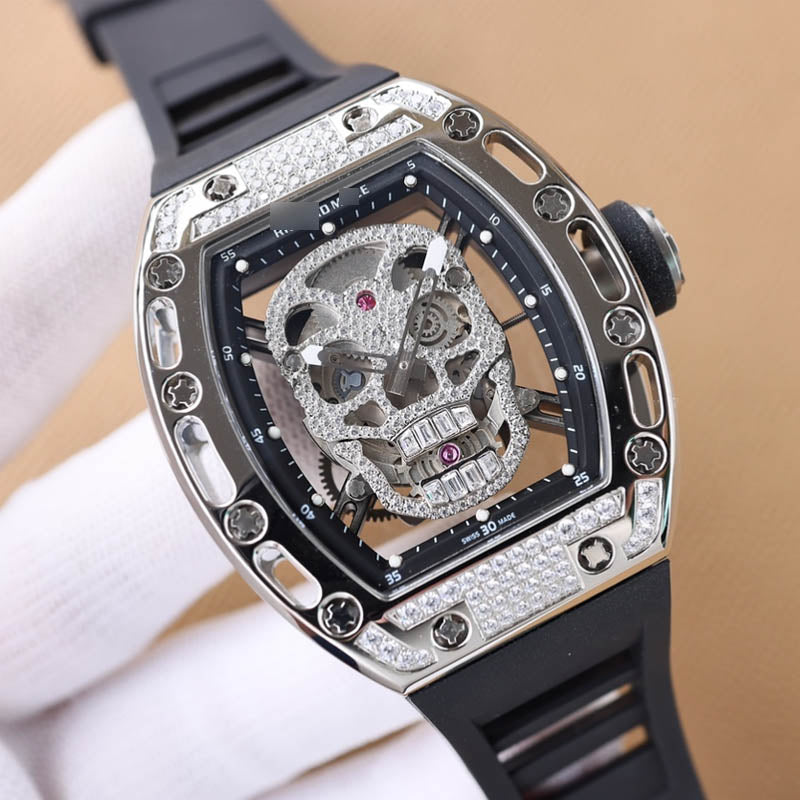 RM 052 1:1 Super Clone Tourbillon Skull Dial Bright Silver